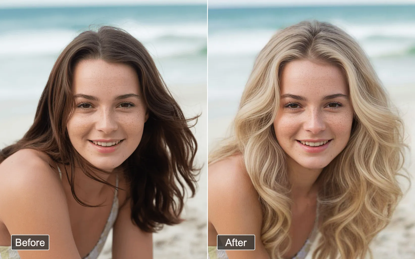 Blonde hair filter hero - woman with stunning blonde hair transformation