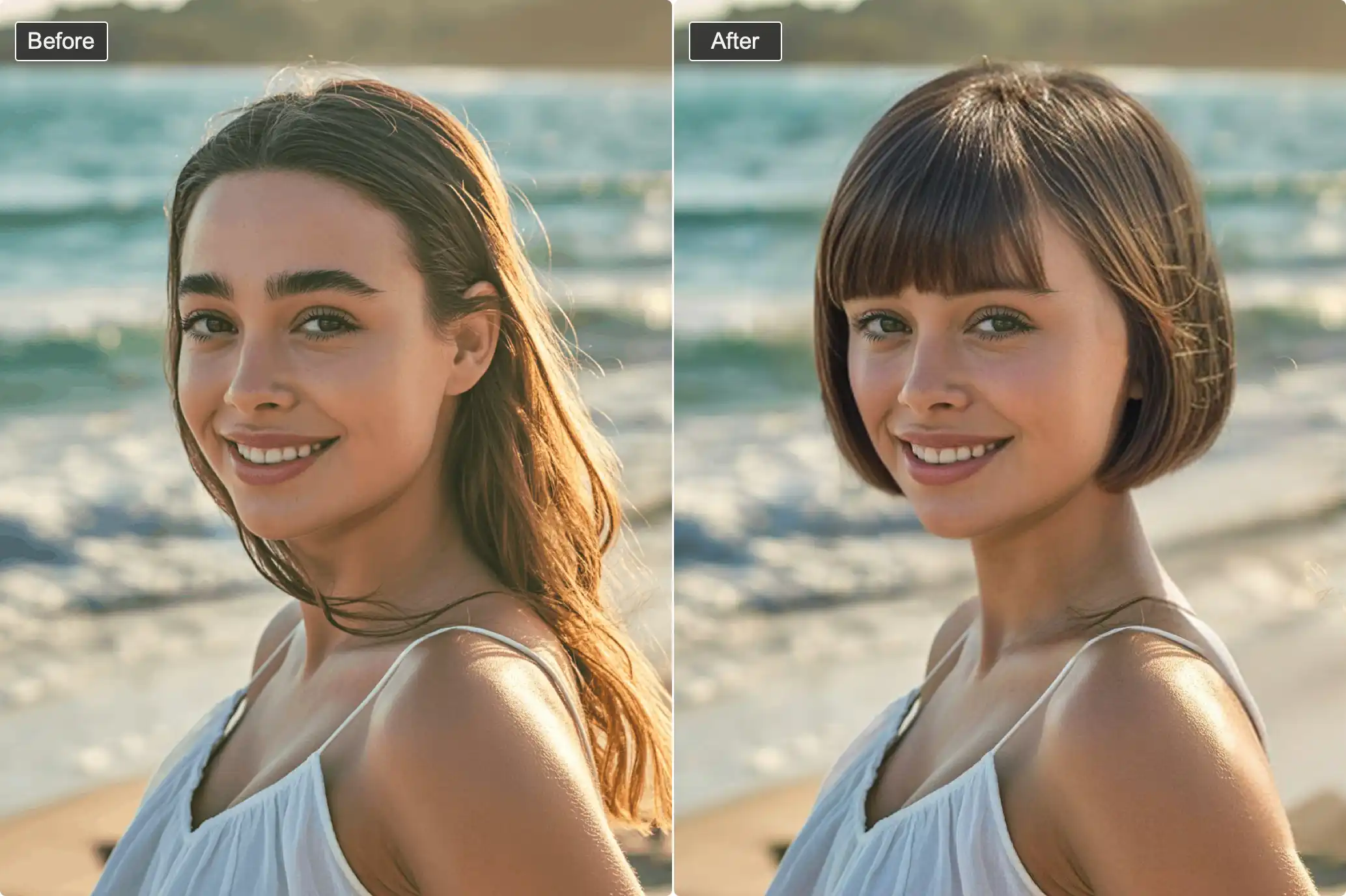 Bob cut transformation - before and after