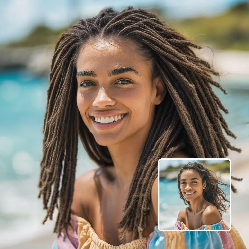 dreadlocks transformation - woman before and after with short dreadlocks