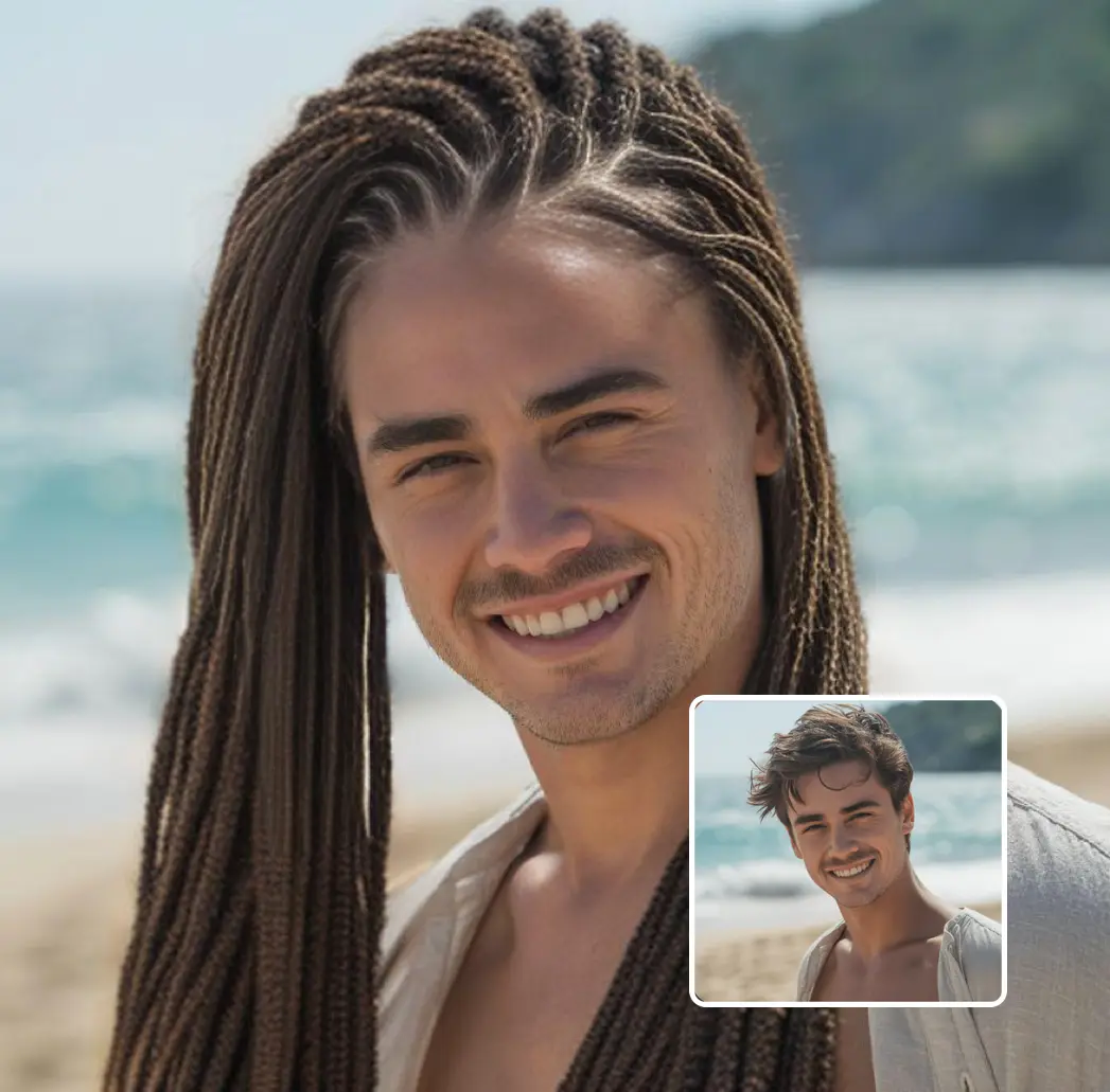 dreadlocks transformation - woman before and after with long dreadlocks