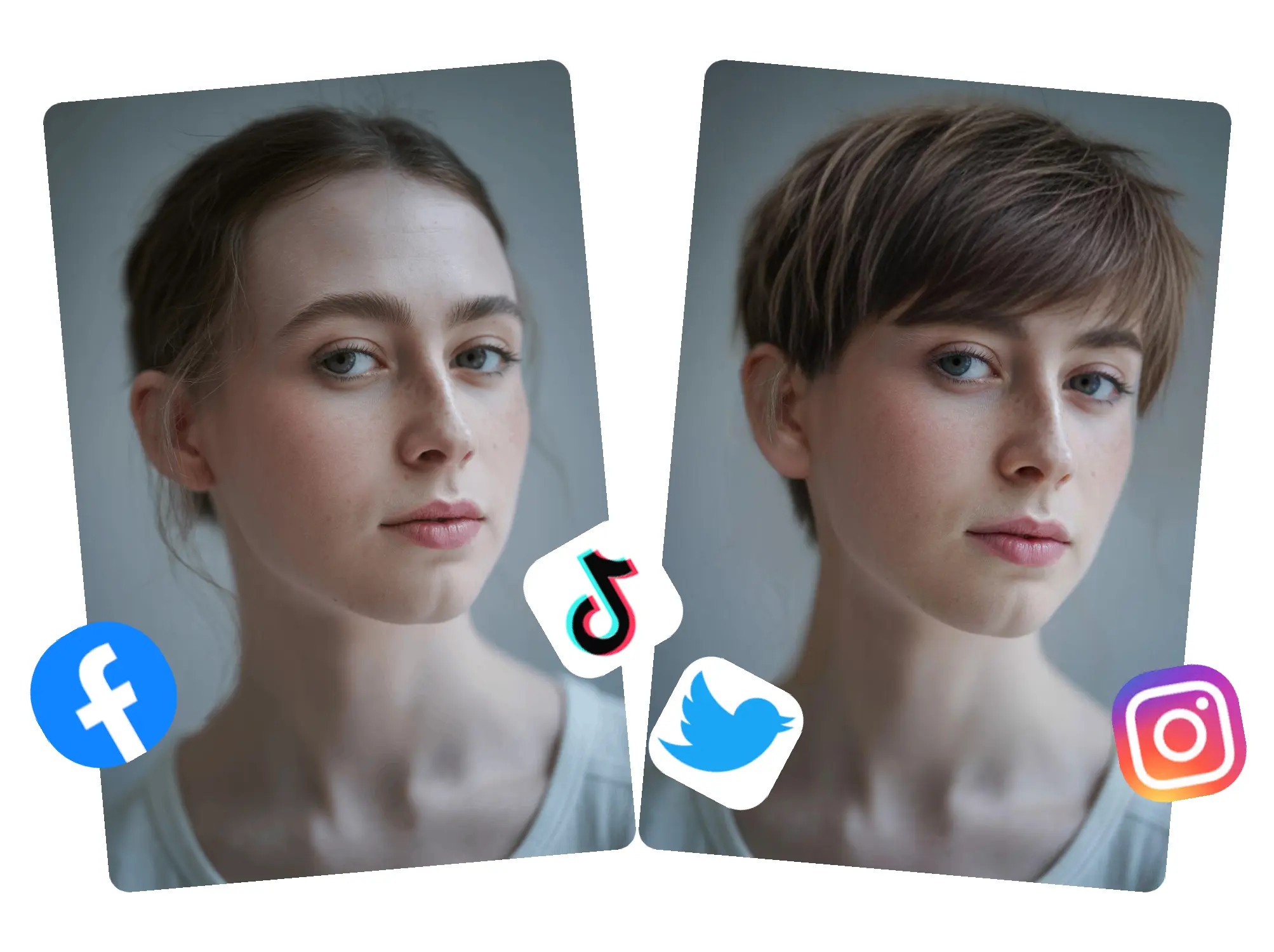 Young woman taking selfie with perfect hairstyle for her face shape ideal for social media posts