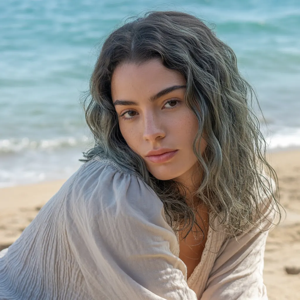 Gray hair filter slate color style - sophisticated charcoal gray transformation