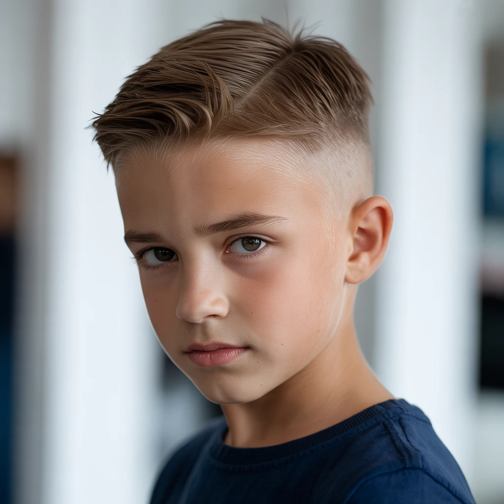 low fade transformation - child before and after with temp fade