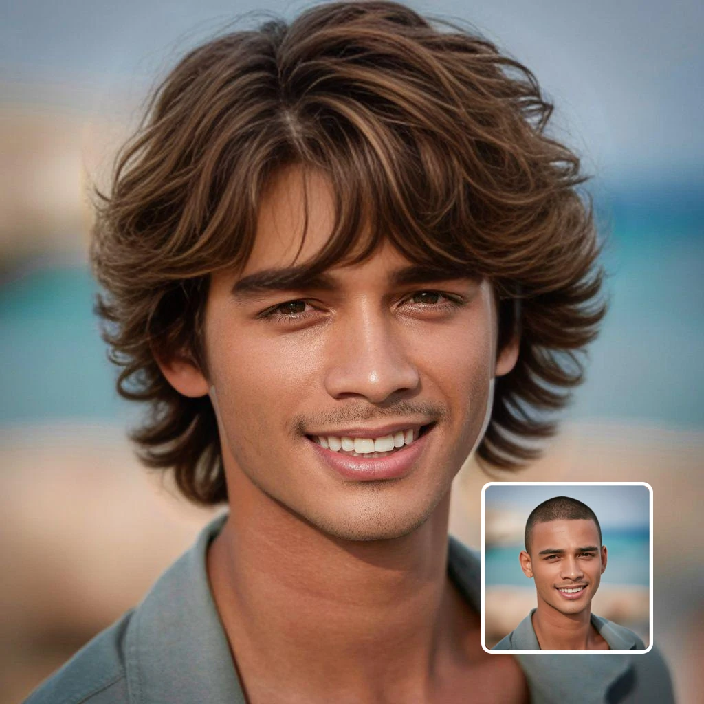 long hair transformation - before and after with wavy shag
