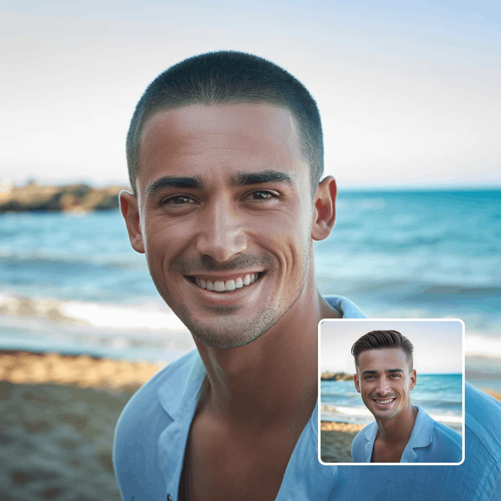 men's hairstyle transformation - person before and after with buzz cut