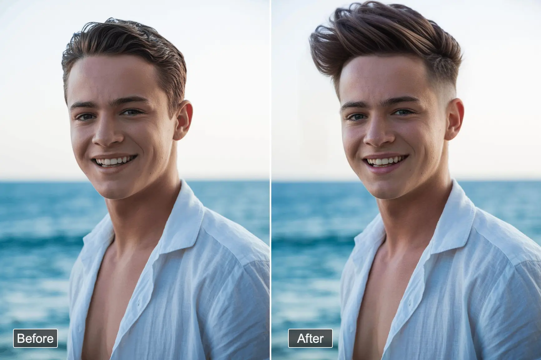 Men's hairstyle transformation result