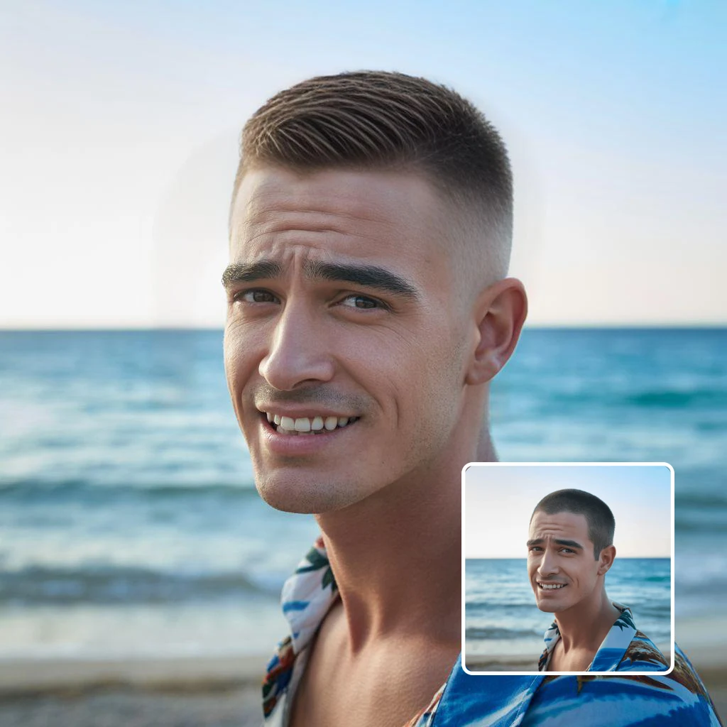 men's hairstyle transformation - man before and after with high tight fade style