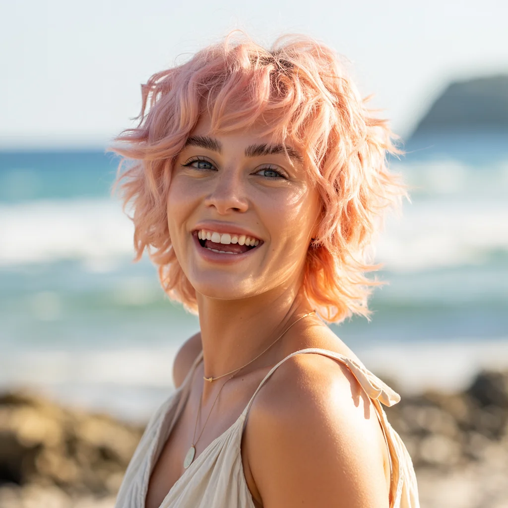 Pink hair short curly - short curly pink hair transformation