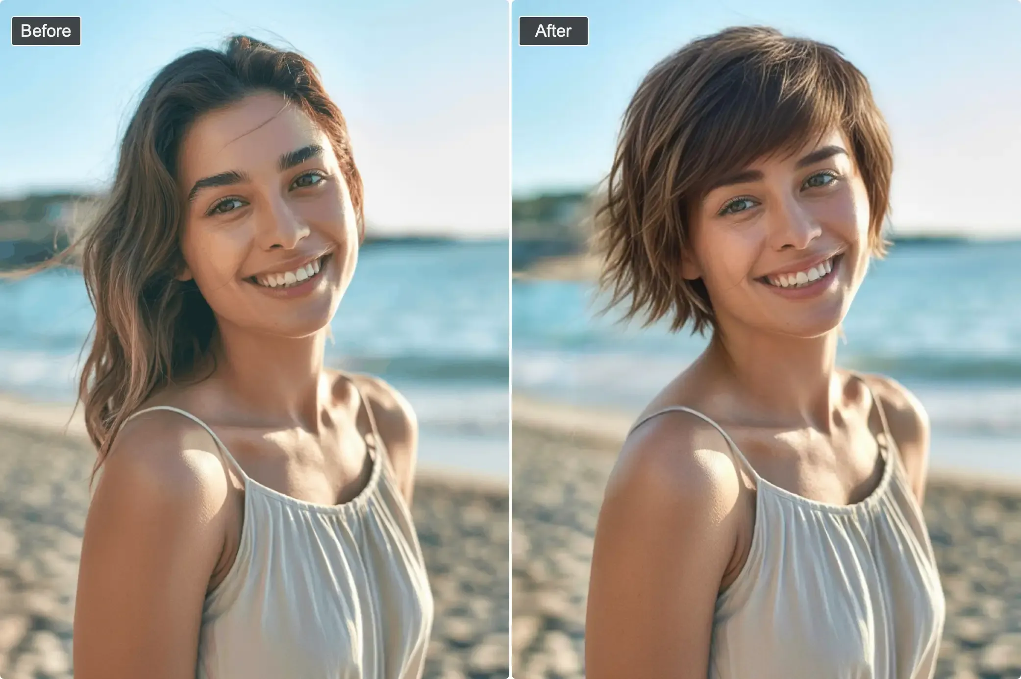 pixie cut face shape compatibility - before and after transformation
