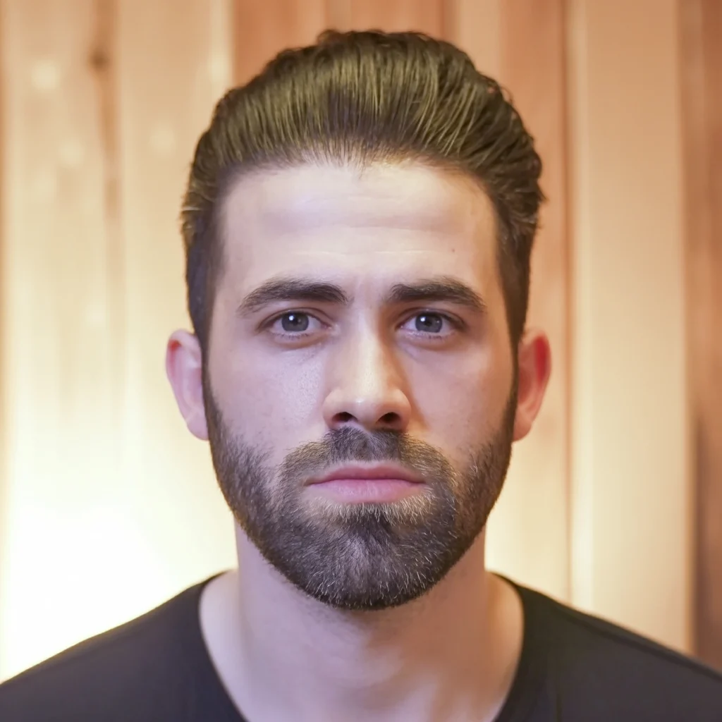 pompadour transformation - 40 year old man with sleek pompadour fade