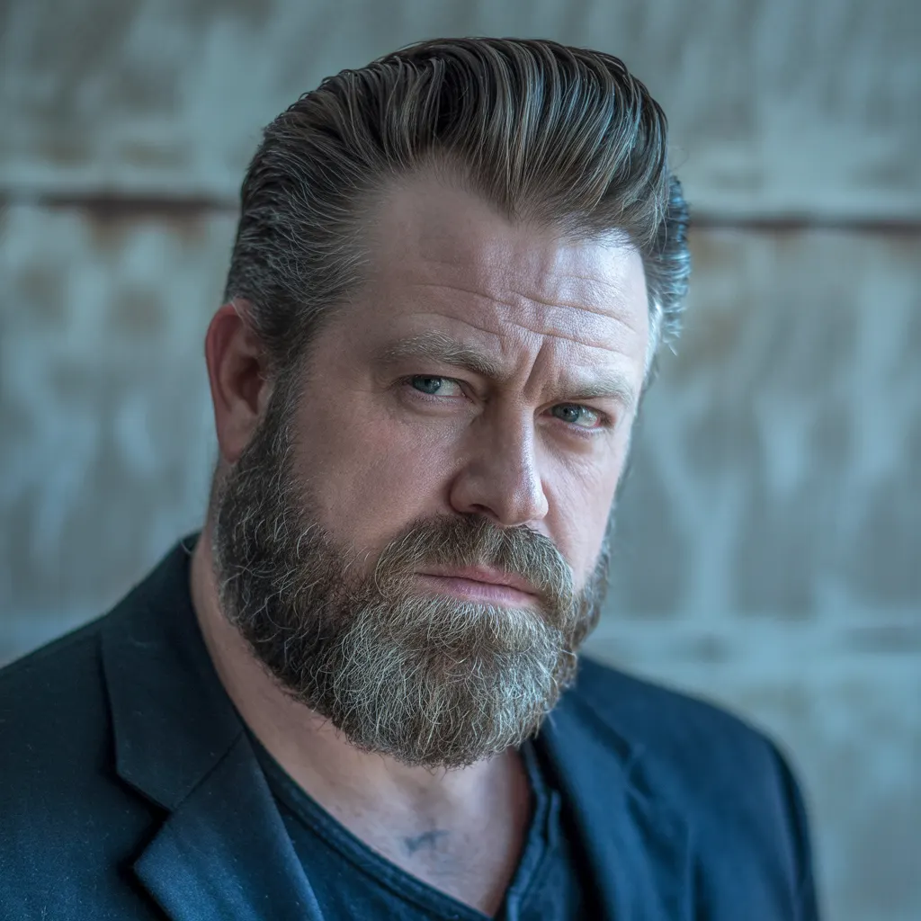 pompadour transformation - 50 year old man with elegant pompadour