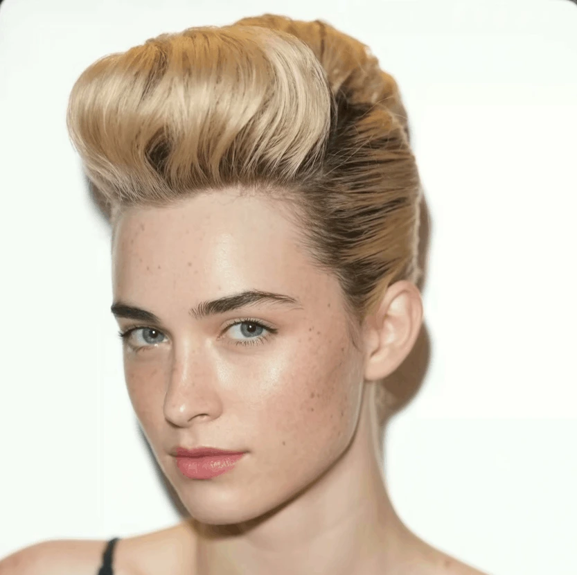 pompadour transformation - female with undercut pompadour style