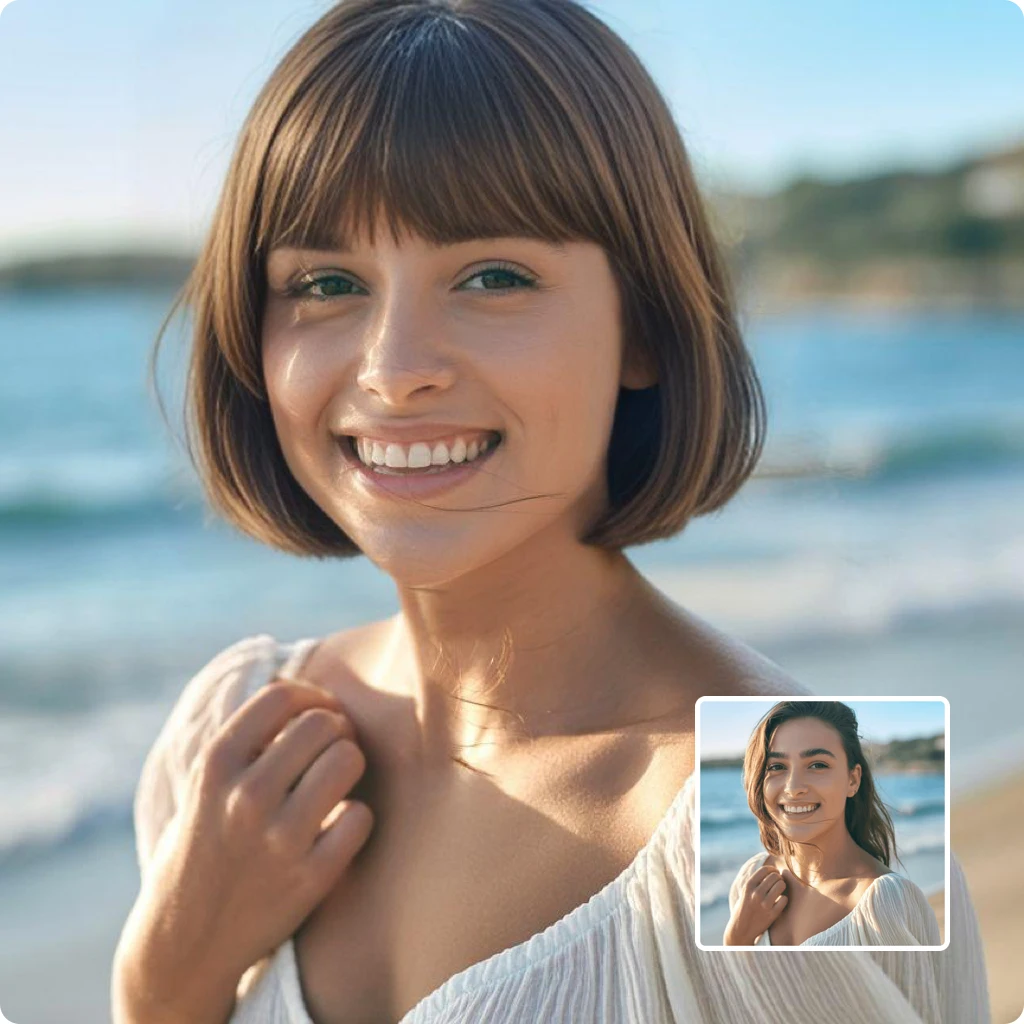short hair transformation - person before and after with bob cut