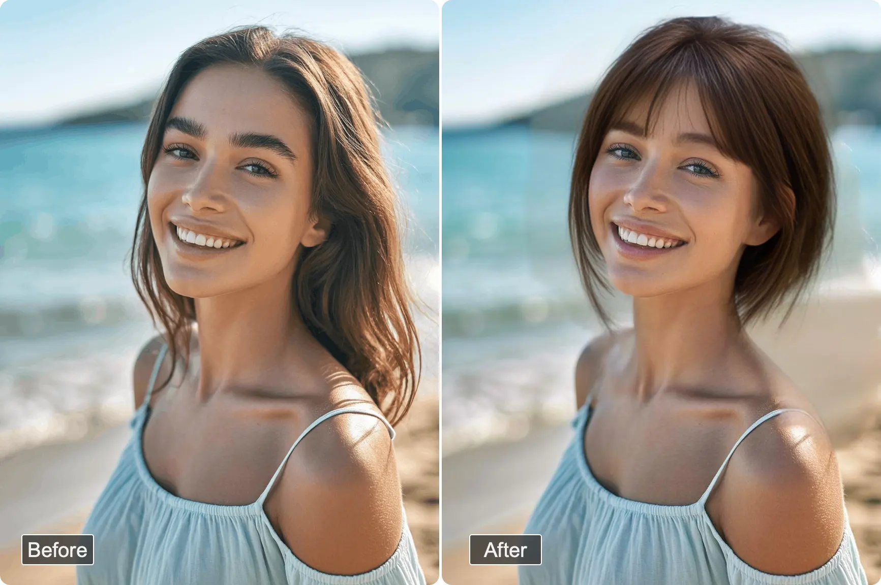 Short hair transformation result