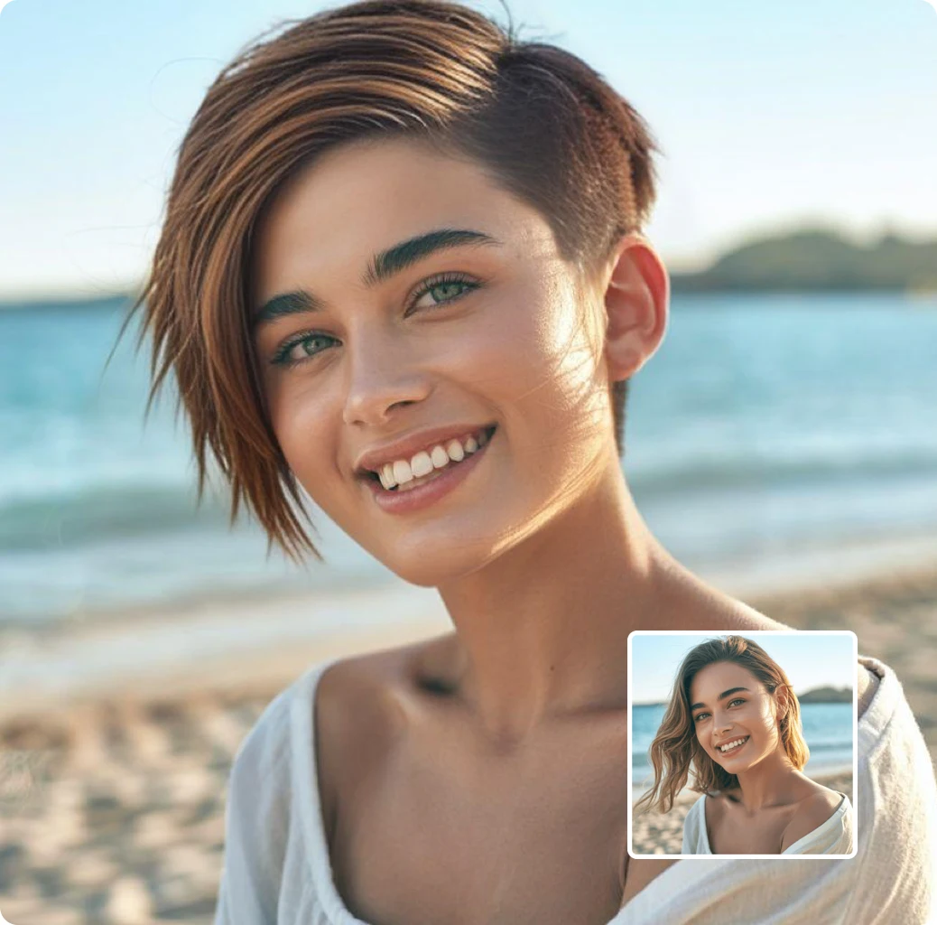 short hair transformation - woman before and after with pixie cut
