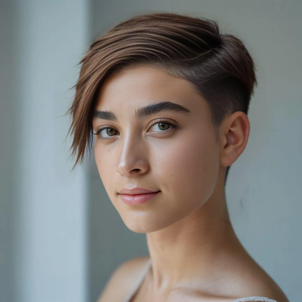 undercut 20 women - young woman with trendy undercut style