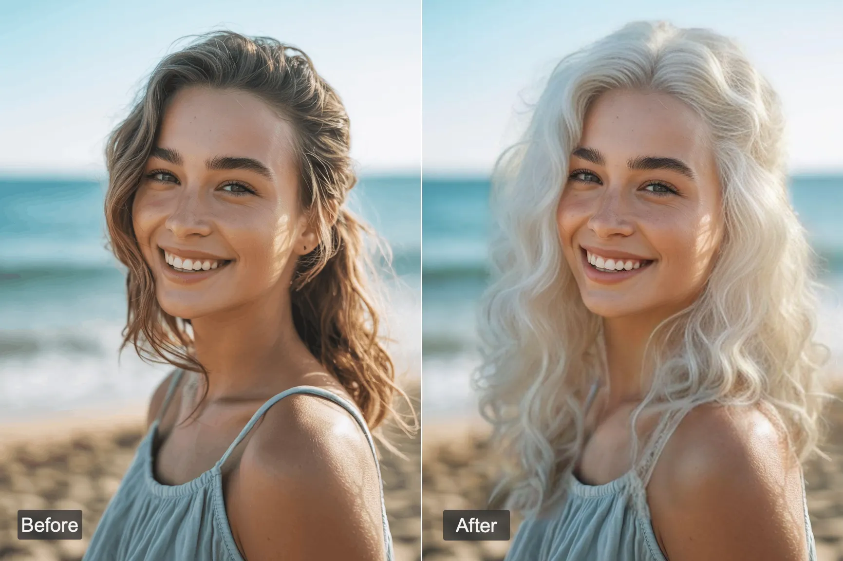 White hair hero - woman with stunning white hair transformation